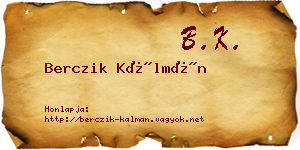 Berczik Kálmán névjegykártya